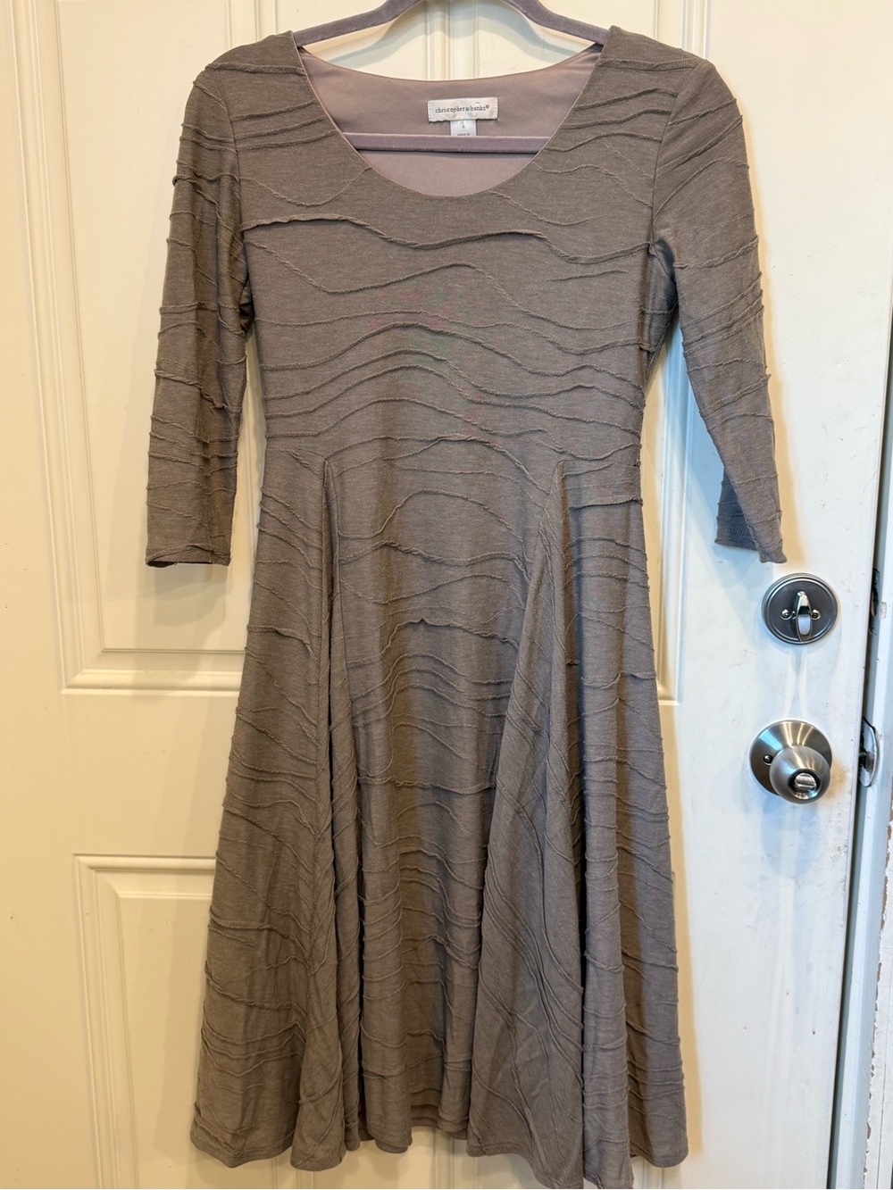 Christopher & Banks Textured Wave Taupe Dress